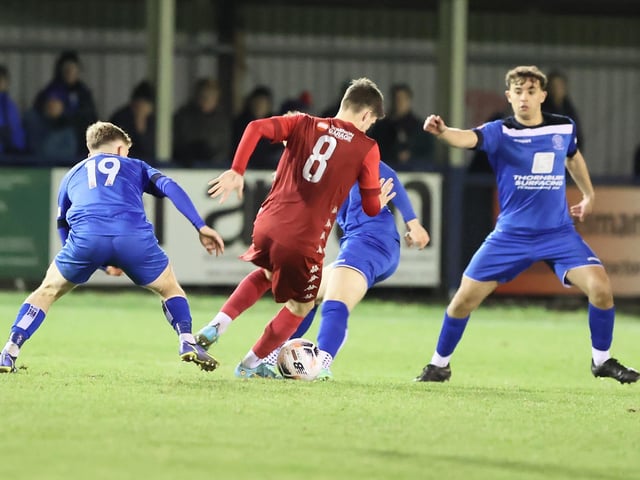 Action from Worthing FC's 1-1 draw at Chippenham in the National League South