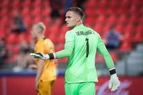 Bart Verbruggen gestures during the first game of Group A between Belgium and the Netherlands at the UEFA Under -21 European Championships, in Tbilisi, Georgia, on Wednesday, June 21. Picture by BRUNO FAHY/BELGA MAG/AFP via Getty Images