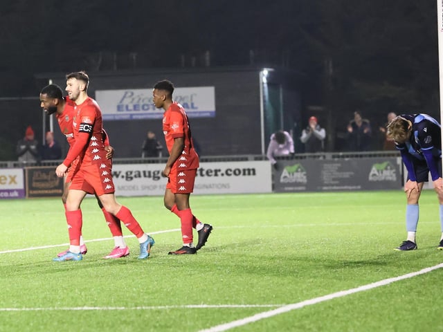 Action from Worthing FC's 6-2 Sussex Senior Cup win over Crowborough Athletic at Woodside Road