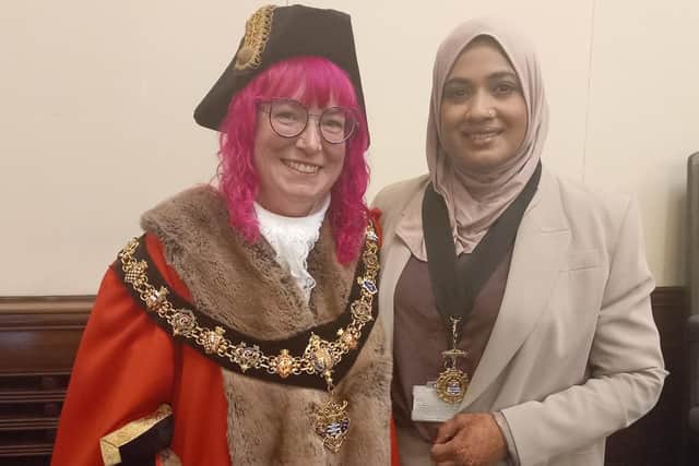 Councillor Henna Chowdhury (right), who represents Gaisford Ward, was also confirmed as deputy mayor for 2026/27 at the same meeting. Photo: Worthing Borough Council