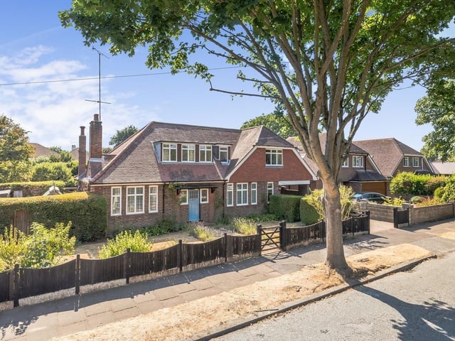 This substantial detached house boasts four/five double bedrooms, four reception rooms, a large, south-westerly facing rear garden, an integral garage and off-road parking. It is on the market chain-free with a guide price of £1.1million.