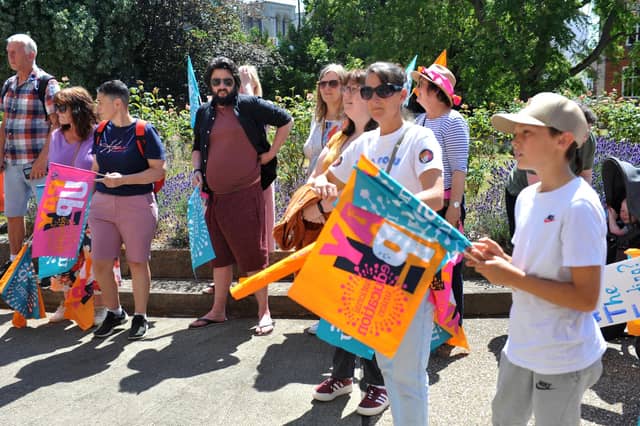 The National Education Union held a march and rally past the Secretary of State for Education’s Office in Chichester and on to County Hall. SR2307072 Photo by S Robards/Sussex World