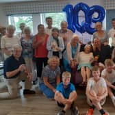 Anna-Maria van der Vaart, known as Riet, celebrating her 103rd birthday with family at Rustington Hall