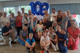 Anna-Maria van der Vaart, known as Riet, celebrating her 103rd birthday with family at Rustington Hall
