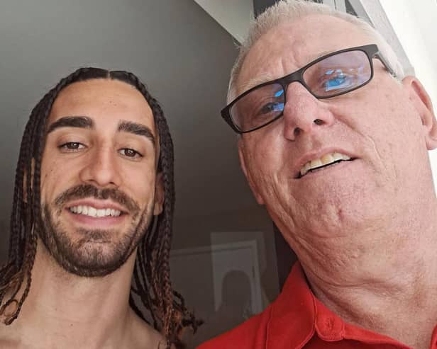 Horsham postman Gary Speller with Marc Cucurella. Photo: Gary Speller