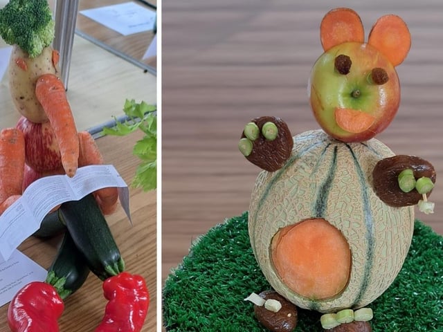 Novelty classes, including figures crafted from fruit and vegetables, sat alongside the spectacle of flowers at East Preston & Kingston Horticultural Society's annual rose show