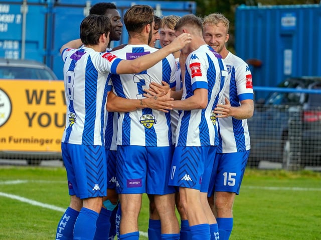 Action from Haywards Heath Town's victory over Beckenham in the Isthmian south east division