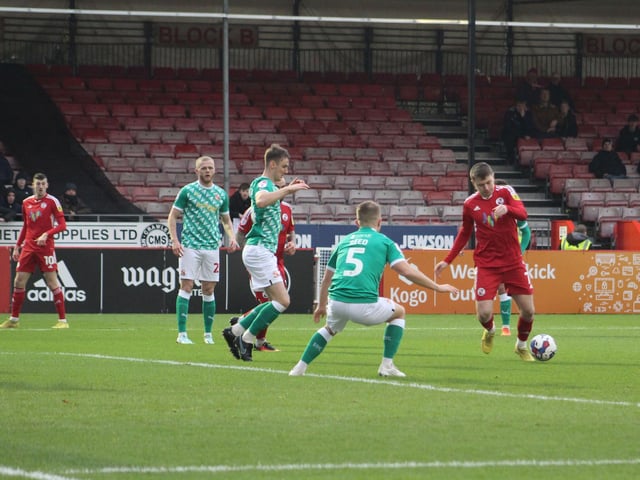 Action from Crawley Town's win over Swindon Town in Matthew Etherington's first game in charge. Picture by Cory Pickford