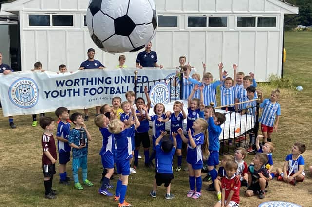 Footballers from all of Worthing United Youth FC club's 33 teams will be taking part pushing a customised bed and taking cash collections from people on Worthing seafront. Photo: Worthing United Youth FC