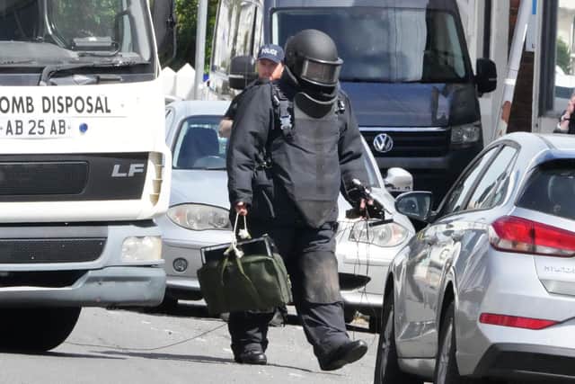 The bomb squad have joined Sussex Police officers at the scene in Tarring Road, Worthing. Photo: Eddie Mitchell