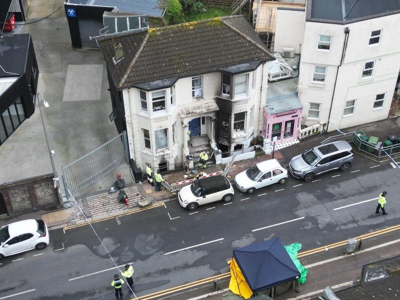 Police officers, the fire service and a forensic blackout tent were spotted at incident in Brighton on Sunday, March 10