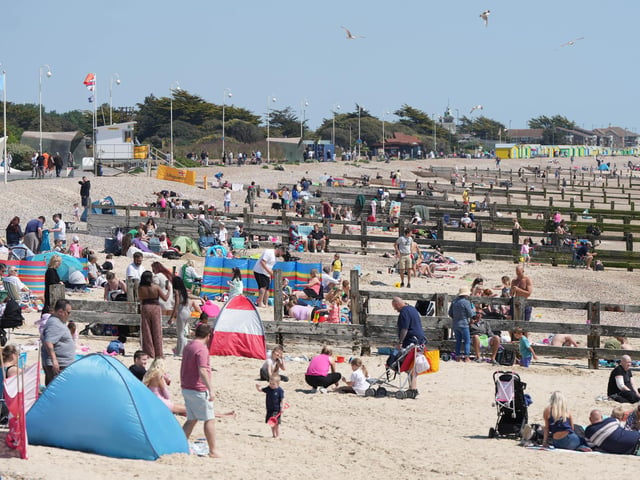 Beachgoers have flocked to a Sussex seaside town to soak up the sun.