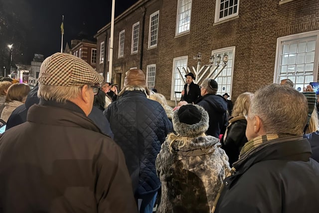 The recently-established Chabad of Worthing held its first Chanukah lighting evening outside Worthing Town Hall on Tuesday, December 20, 2022.