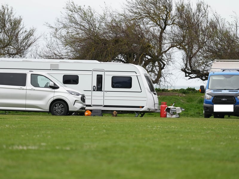 Caravans were pictured at Goring Gap on Saturday, April 11, amid reports of a new traveller encampment.