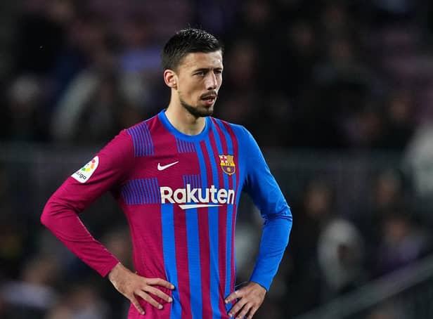 Clement Lenglet of FC Barcelona reacts during the LaLiga Santander match between FC Barcelona and Rayo Vallecano (Photo by Alex Caparros/Getty Images)