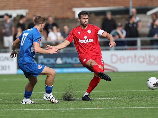 National League South action at Woodside Road between Worthing and Truro City