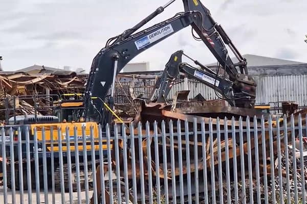 A warehouse in Consort Way, Burgess Hill, is being demolished today (Thursday, August 31) after a major fire broke out on June 19