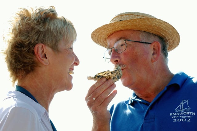 Grahame Dryden tempts his wife Muriel with a freshly caught oyster
