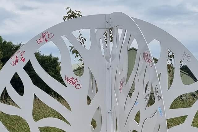 The vandalised covid memorial. Picture from Steph Hallewell