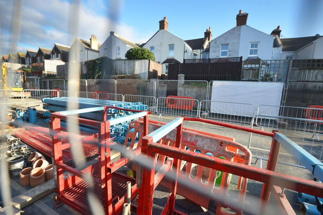 Repairs to a collapsed sewer in Battle Road, St Leonards