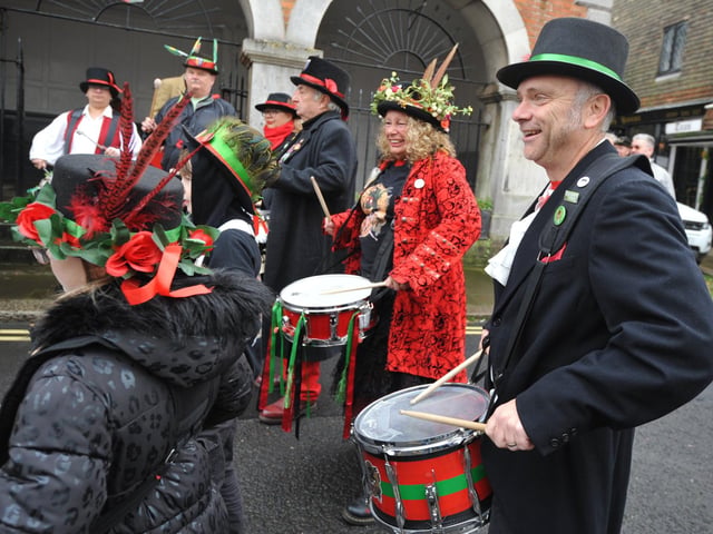 The 71st National Town Criers' Championships in Rye on October 12 2024. Ryebellion Drummers.