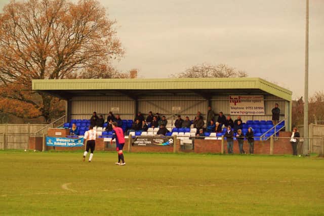 The Main stand at Ashford Town (Middlesex) built in 1998, paid for by Bully’s transfer to Wycombe
