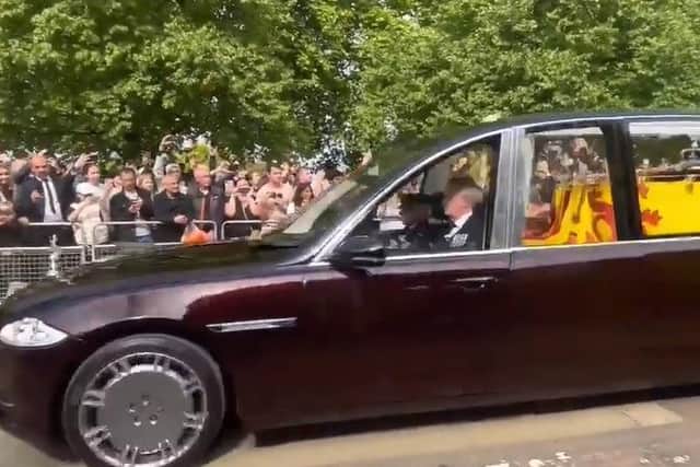 The Royal hearse was driven through Hyde Park during the Queen's funeral procession (Photo: Jade Mortlock)