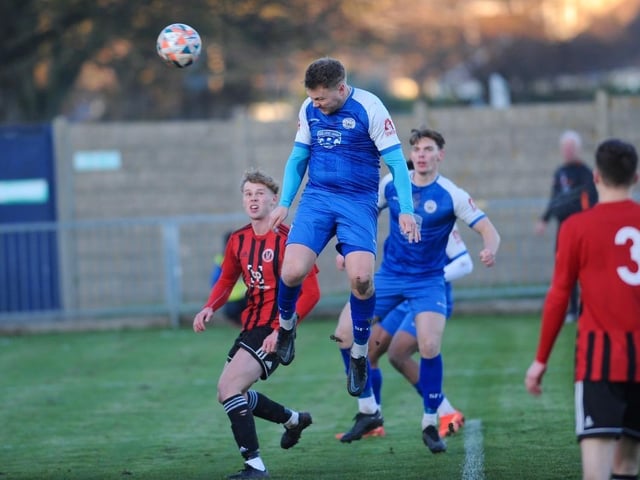 Action from Shoreham's win over AFC Varndeanians in the SCFL premier division