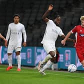 Jude Robertson in action against MK Dons | Picture: Jane Russell