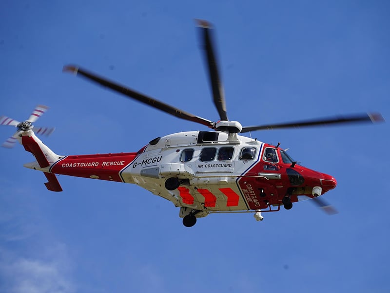 A Coastguard Rescue helicopter was seen landing at Seaford beach on Wednesday, August 7