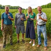 Huw Merrimen, MP for the Bexhill and Battle constituency met with blackcurrant growers Peter and Michael Reeves at Rosemary Farm to celebrate the finish of harvest, and to find out how the makers of Ribena are supporting biodiversity on their farmland.