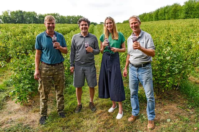 Huw Merrimen, MP for the Bexhill and Battle constituency met with blackcurrant growers Peter and Michael Reeves at Rosemary Farm to celebrate the finish of harvest, and to find out how the makers of Ribena are supporting biodiversity on their farmland.