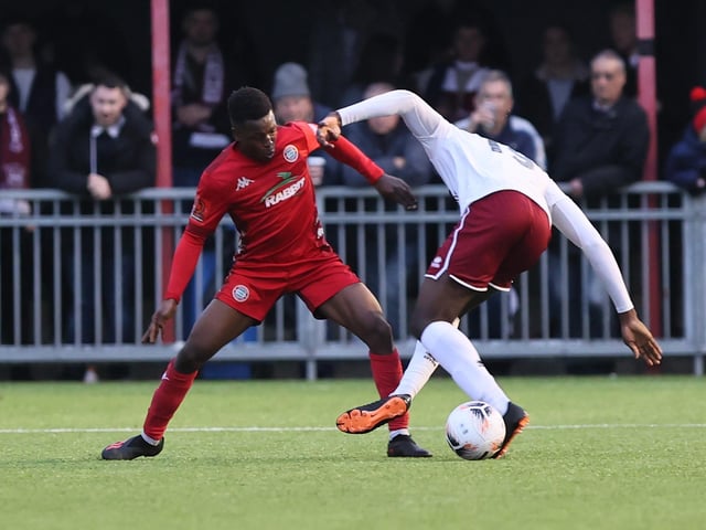 Action from Worthing FC's 3-1 home defeat to Chelmsford in the National League South at Woodside Road