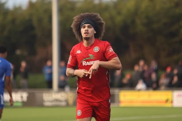 Action from Worthing FC's 3-2 win at home to Welling in the National League South