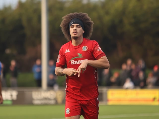 Action from Worthing FC's 3-2 win at home to Welling in the National League South