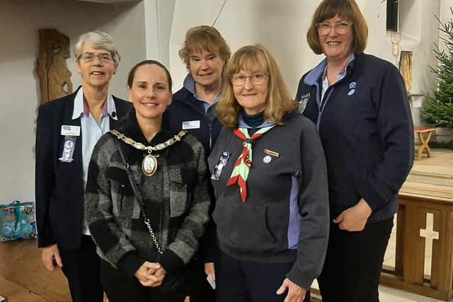 Haywards Heath town mayor Stephanie Inglesfield at the Perrymount District Guides, Brownies & and Rainbows' South African Christmas Carol Service
