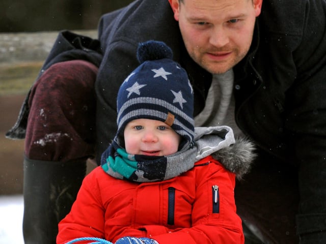 Fun in the snow in St John's park, Burgess Hill, on February 27, 2018