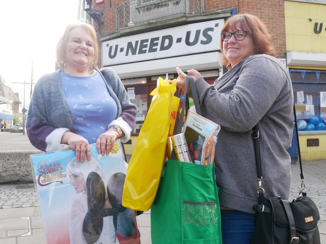 Linda Brown and Lucy Parrett, 44, outside U-Need-Us in 2019. Picture: Habibur Rahman