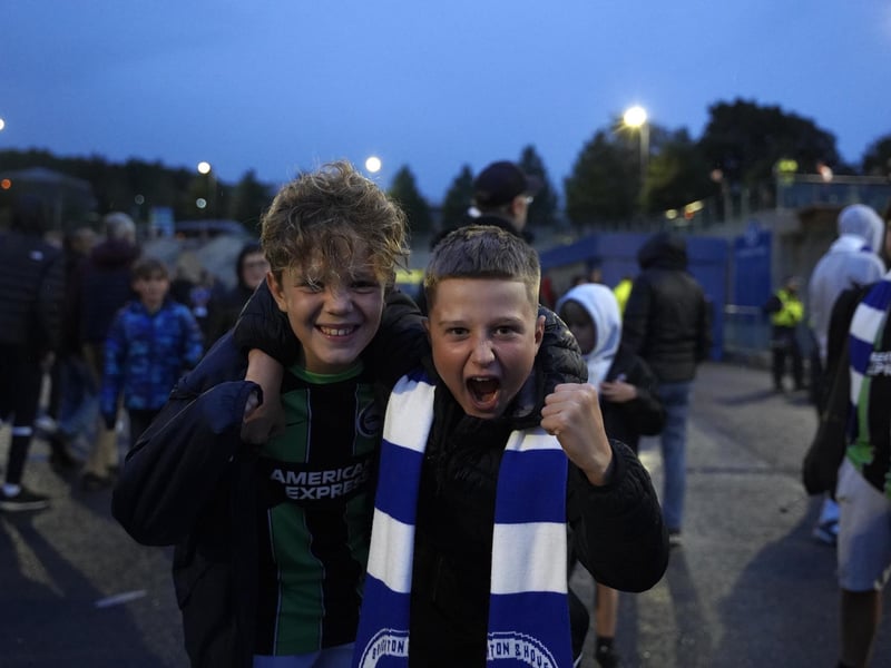 Brighton and Hove Albion fans at the Amex ahead of their first ever game in Europe. They are playing AEK Athens in the Europa League.