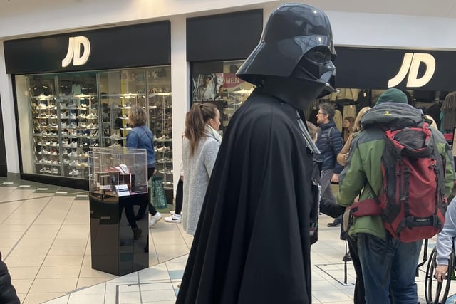 Darth Vader went walkabout in Swan Walk shopping centre, Horsham, on Saturday - along with a number of other Star Wars characters