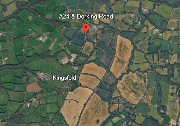 A24 Dorking Road was reported as ‘partially blocked’ northbound. Photo: Google Earth