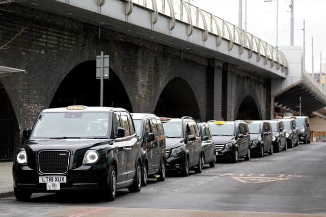 A taxi rank near the train station in Nottingham during England's third national lockdown to curb the spread of coronavirus. Picture date: Monday January 18, 2021.