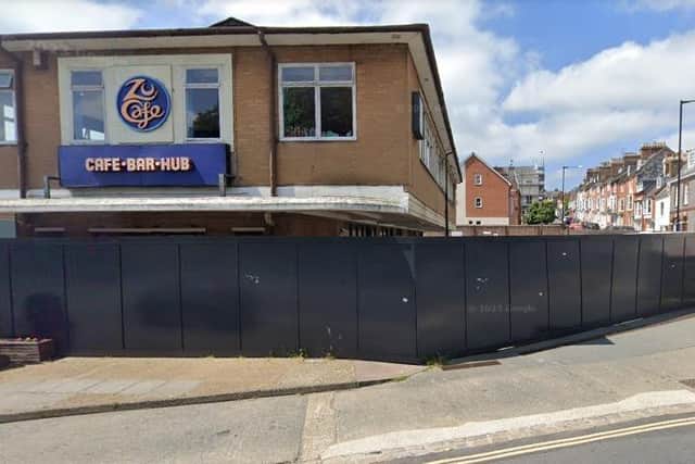 The hoarding surrounding the former bus station in Lewes. (Image via Google Maps).