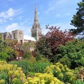 The spire of Chichester Cathedral from Bishops Garden taken by Robert Pragnell from Farlington