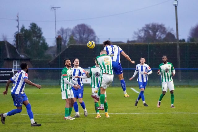 Action from Haywards Heath Town FC;s 1-1 draw with VCD in the Isthmian south east division