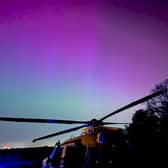 This photo shows an AW169 helicopter operated by Air Ambulance Charity Kent Surrey Sussex (KSS), based at Redhill Aerodrome, during the aurora borealis of 10/11 May.A KSS spokesperson said: "On 29th September 2013 we became the first Air Ambulance in the country to provide a 24/7 helicopter service all year round when a team flew to a patient involved in a road traffic collision near Canterbury, treated them and accompanied them to hospital. Since then, we have carried out 4,000 missions by helicopter at night, treating over 2,000 patients and flying for 2,000 hours. In that time our aircraft have flown approximately a quarter of a million miles at night, equivalent to flying around the Earth 11 times or travelling to the moon."