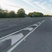 There is a report of a stalled truck on the M23 near Copthorne. Photo: Google Street View
