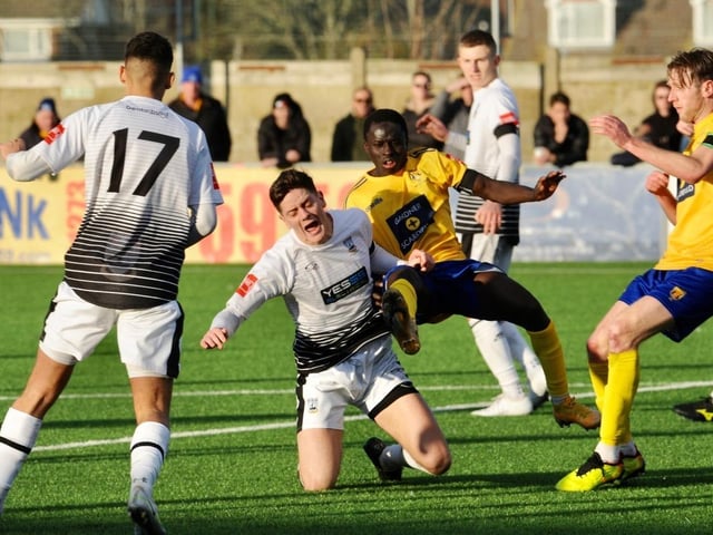 Action, celebration and crowd pictures from Lancing v Littlehampton Town at Culver Road