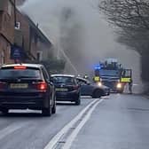 The A21 is closed both ways at Hastings after a fire at a local school.