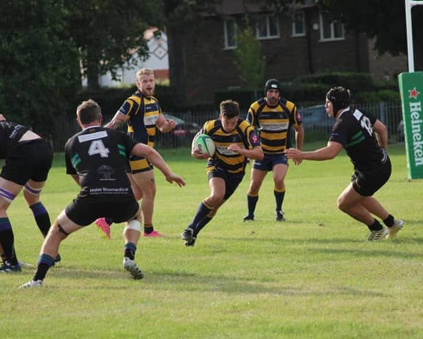 Ian Padgett gets forward for Eastbourne RFC v Weybridge Vandals | Picture: Lucy Lewis